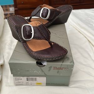 Born brown wedge sandals with buckle